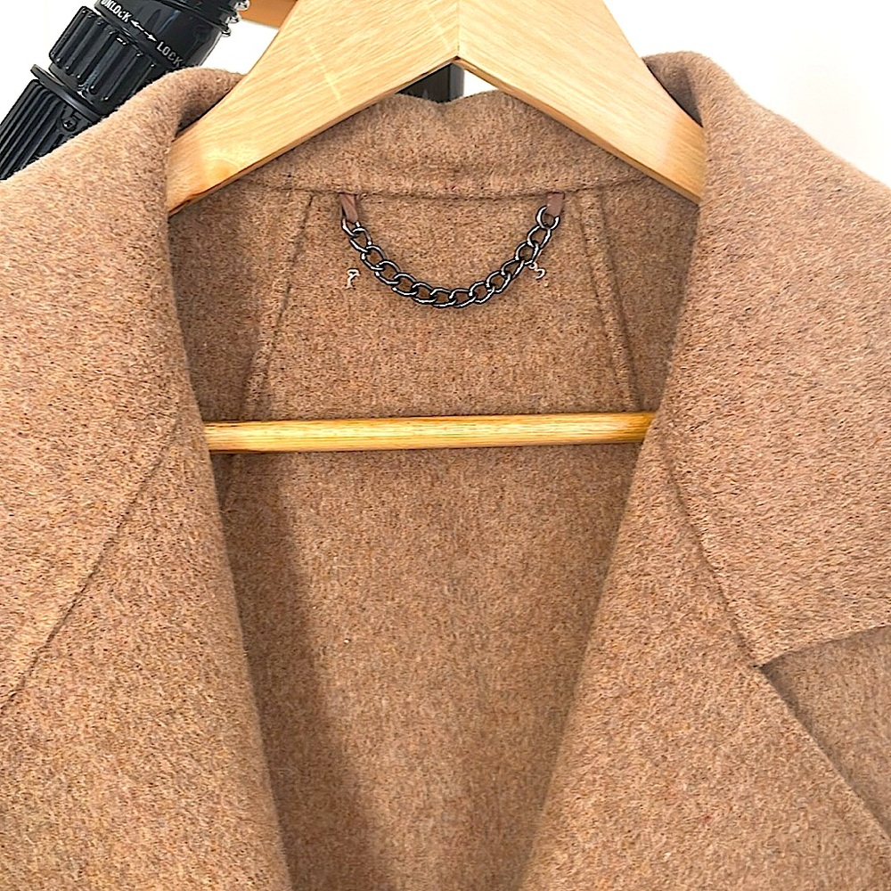 Tan Wool Jacket Coat Size Medium M - Picture 2 of 7